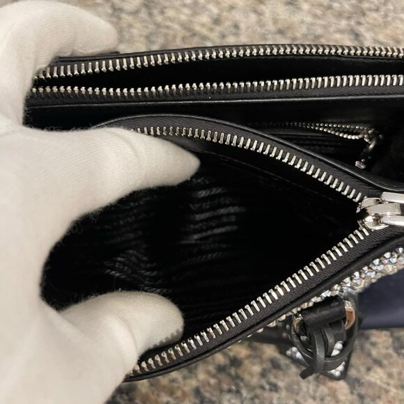 Prada Satin Crystal Mini Galleria Double Zip Tote Metal in Box SPB-JB 334867 - Picture 8 of 12